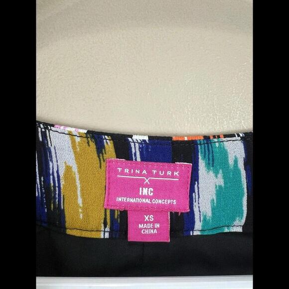 Trina Turk‎ x INC Colorful Sequin Collar Shift Mini Dress Bell Sleeve Size XS - Picture 3 of 4